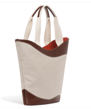 Cabas Beryl - Toile Beige et Cuir Cognac - Léon Flam Paris