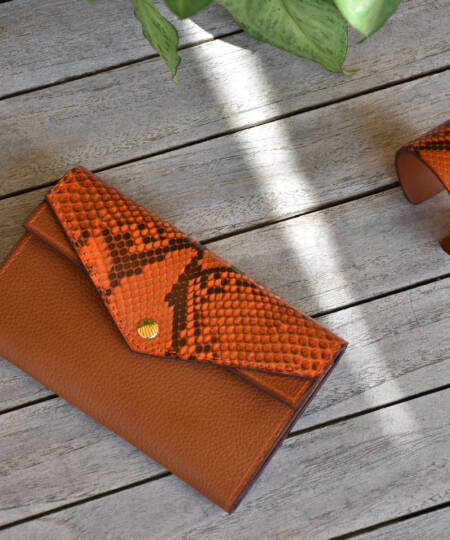 Portefeuille Derby - Edition Limitée Club Amilcar & Margot Leathercraft - Collection Orange & Gold - Made in France