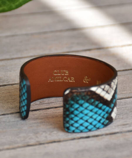 Manchette "Pénélope" - Edition Limitée Club Amilcar & Margot Leathercraft - Blue - Made in France