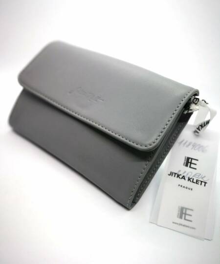 SAC POCHETTE " SMALL CROOBODY BAG " - JITKA KLETT CUIR GRIS PERLE
