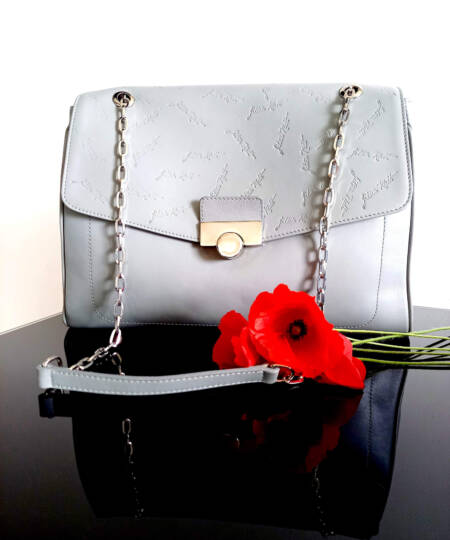 SAC À MAIN - JITKA KLETT CUIR GRIS PERLE