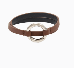 Cognac bracelet with silver ring - Bracelet cognac & anneau argenté Léon Flam