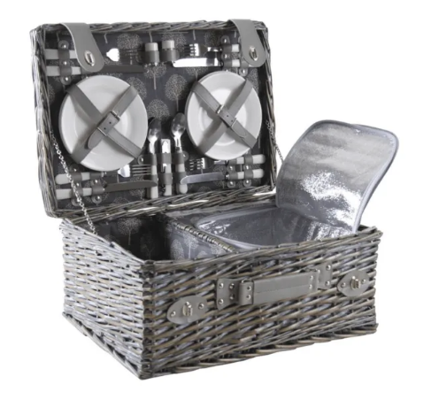 Valise Picnic - Grey wicker picnic case - AMILCAR COLLECTION.