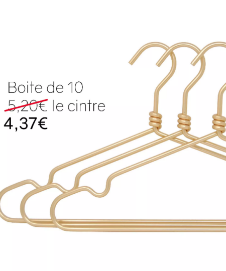 Lot de 10 cintres dorés - Pack of 10 gold hangers