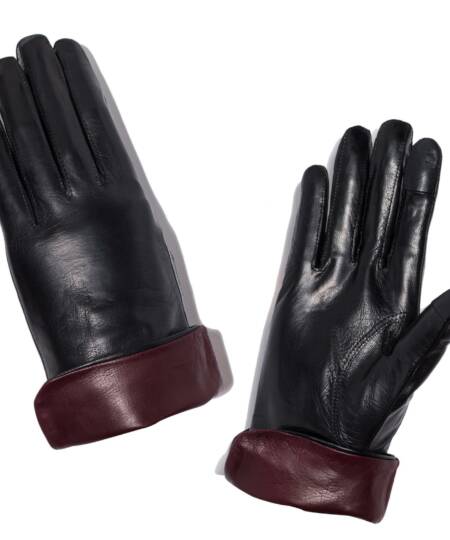 Maison Fabre - F 338 T DS Gants en agneau avec le revers contrasté - Lambskin gloves with contrasting cuff
