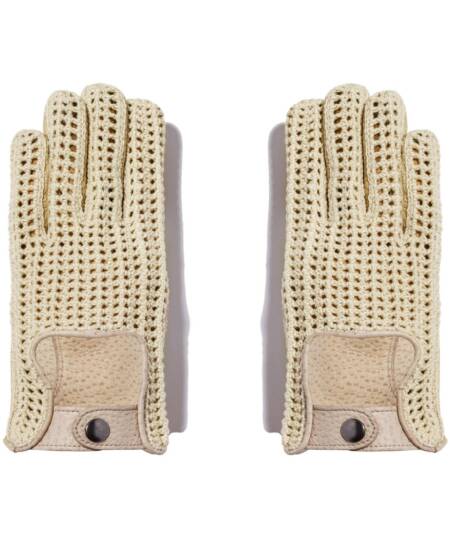 Maison Fabre - H 40 PECARI ND Gants homme en 50% pécari et 50% crochet coton - Men's gloves in 50% peccary and 50% crochet cotton