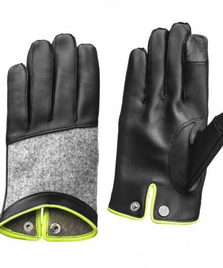 Maison Fabre - H LARZAC T DC Gants homme en agneau et laine de race Lacaune - Men's gloves in Lacaune lambskin and wool