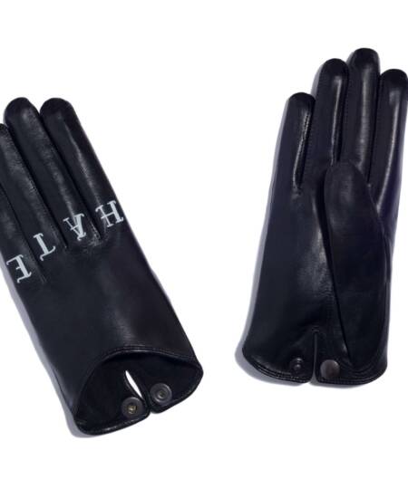 Maison Fabre - SASHA DS TATOO Gants en agneau noir tatouage réalisé à la main - Black lambskin tattoo gloves handmade